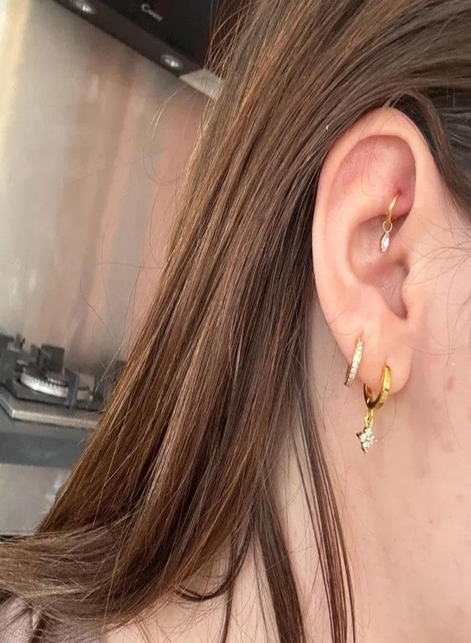 NONTAI Dangle Huggie Hoops Titanium,16G Rook Piercing Jewelry Gold Cartilage Helix Earring Conch Daith Earrings - Image 4